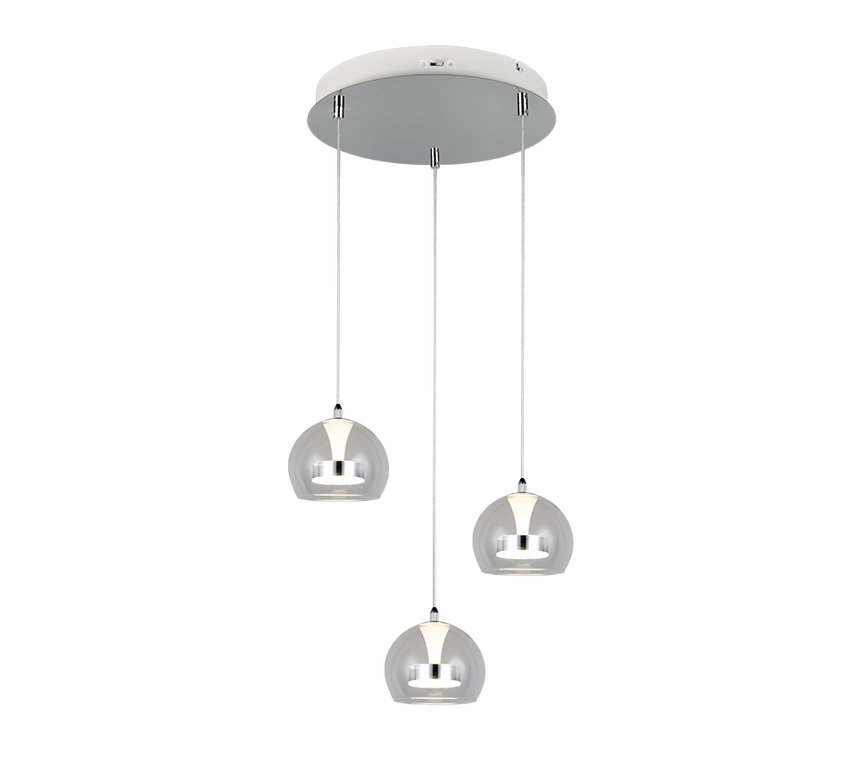 Lámpara de techo colgante Trio Flynt LED cromo 150cm 331630306