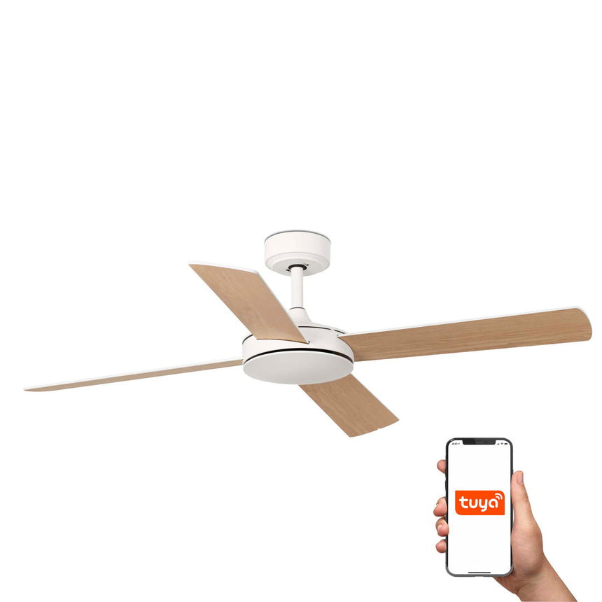 Ventilador de techo sin luz Faro Mallorca motor DC blanco mate Ø132cm 4 palas 33350DCWT