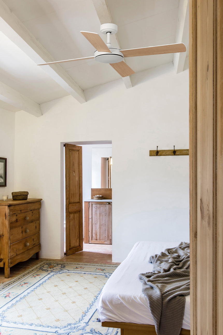 Ventilador de techo sin luz Faro Mallorca motor DC blanco mate Ø132cm 4 palas 33350DC