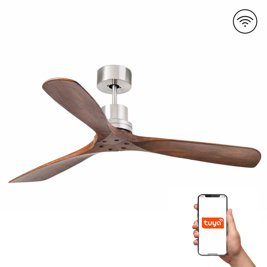 Ventilador de techo Faro Lantau L nogal 3 palas motor DC Ø132cm 33370DCWT