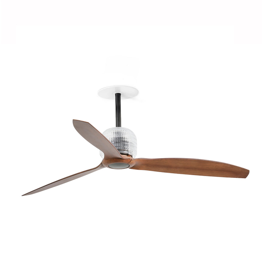 Ventilador de techo Faro Deco Fan Recessed M nogal 3 palas motor DC Ø128cm 33395DR