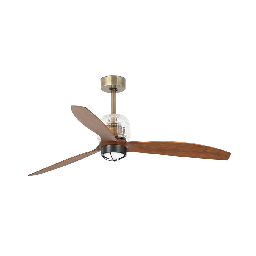 Ventilador de techo con luz Faro Deco Fan M LED nogal 3 palas motor DC 3000K Ø128cm 33398DWT1N
