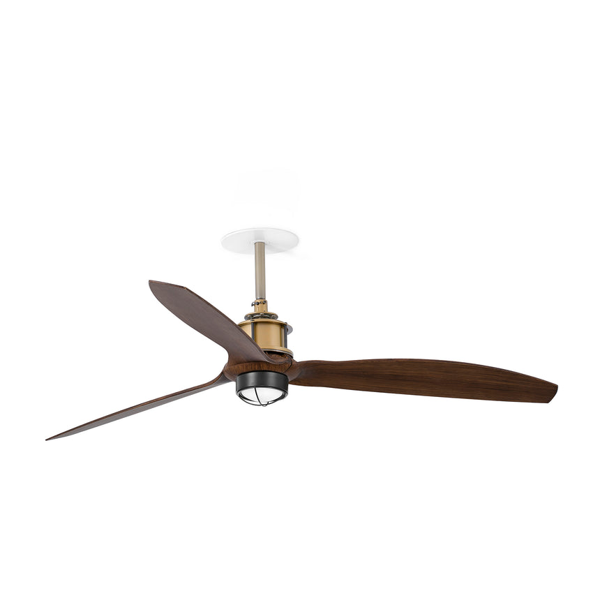 Ventilador de techo con luz Faro Just Fan Recessed M LED nogal 3 palas motor DC 3000K Ø128cm 33398R1N
