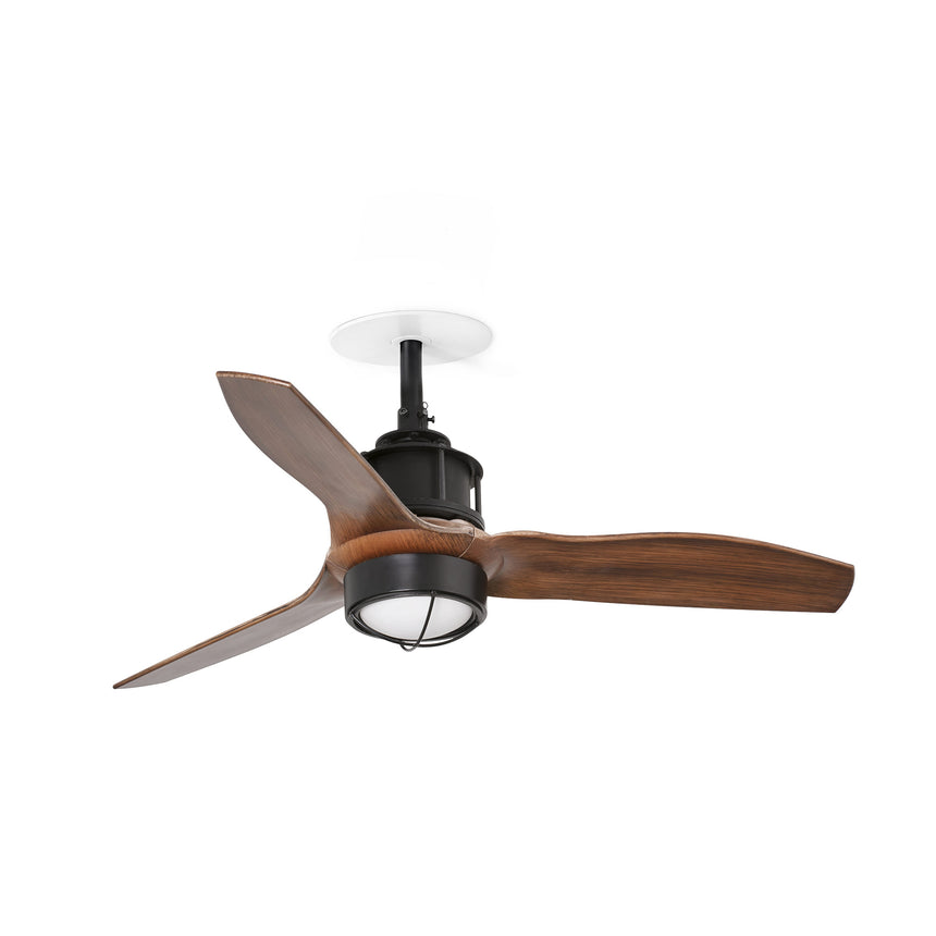 Ventilador de techo con luz Faro Just Fan S Recessed LED nogal 3 palas motor DC 3000K Ø81cm 33425R1N