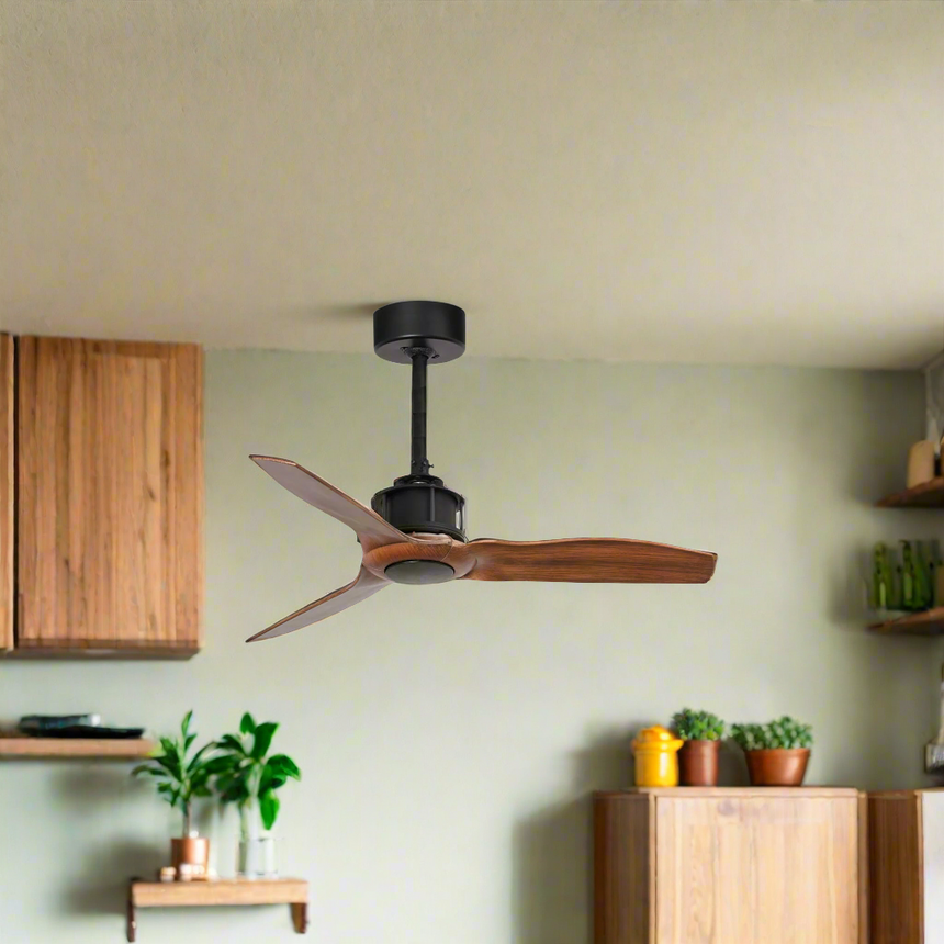 Faro Just Fan XS Ventilador sin luz 81cm cuerpo acero negro y palas de madera 33425