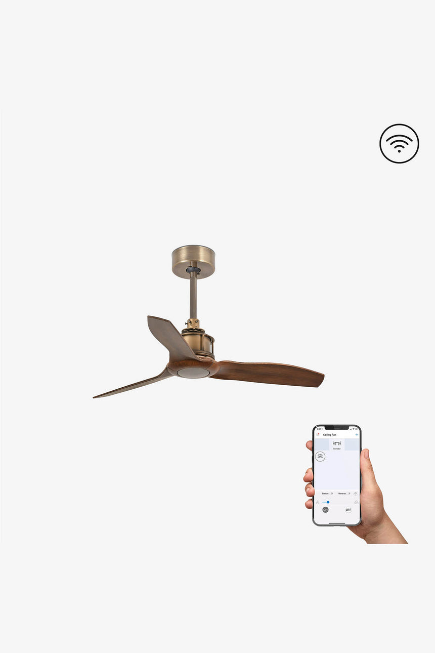 Ventilador de techo Faro Just Fan S nogal 3 palas motor DC Ø81cm 33428WT