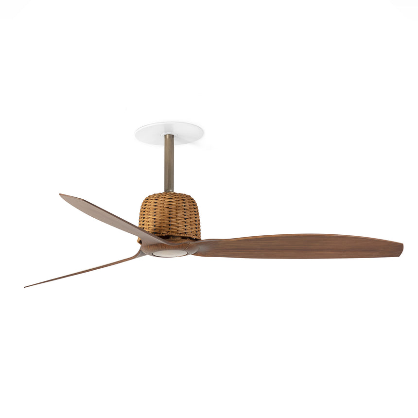 Ventilador de techo Faro Weaver Recessed M nogal 3 palas motor DC Ø128cm 33436R