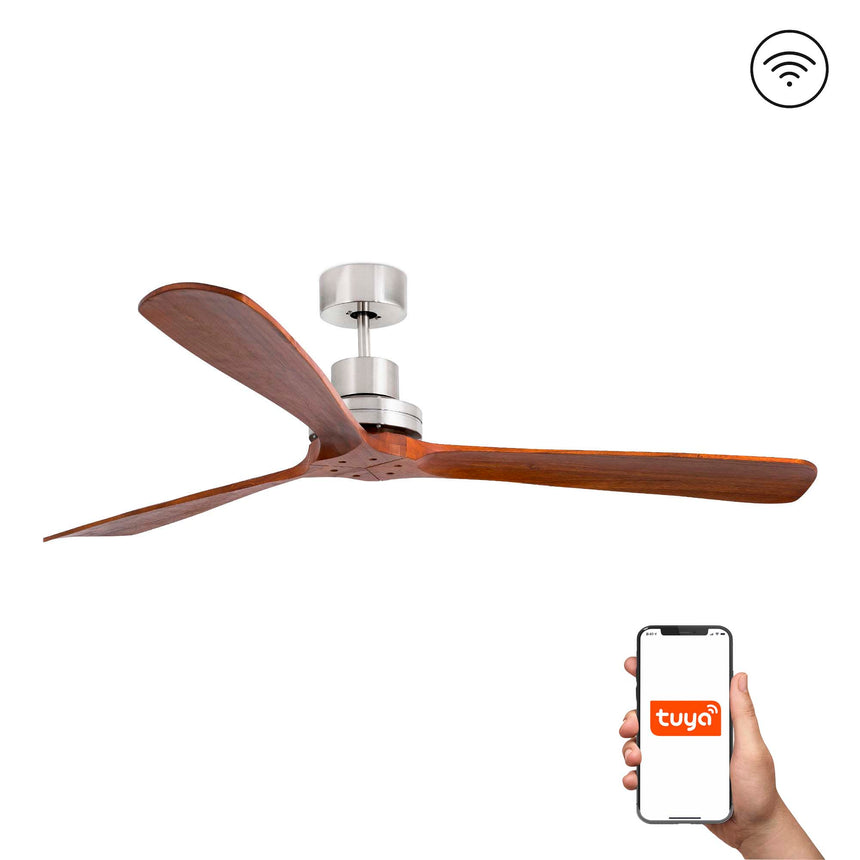 Ventilador de techo Faro Lantau XL nogal 3 palas motor DC Ø168cm 33464DCWT