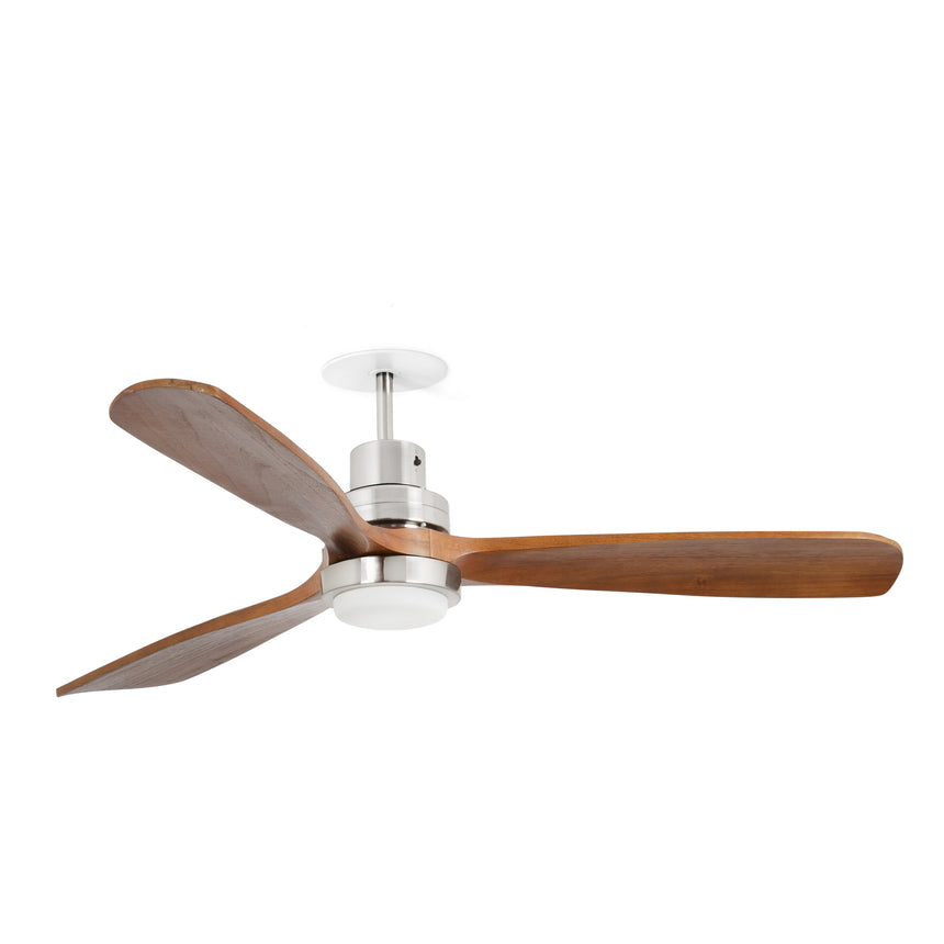 Ventilador de techo con luz Faro Lantau Recessed L LED nogal 3 palas motor DC 3000K Ø132cm 33518DCR