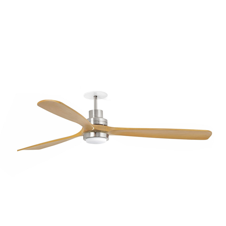 Ventilador de techo con luz Faro Lantau Recessed L LED pino 3 palas motor DC 3000K Ø132cm 33560DCR