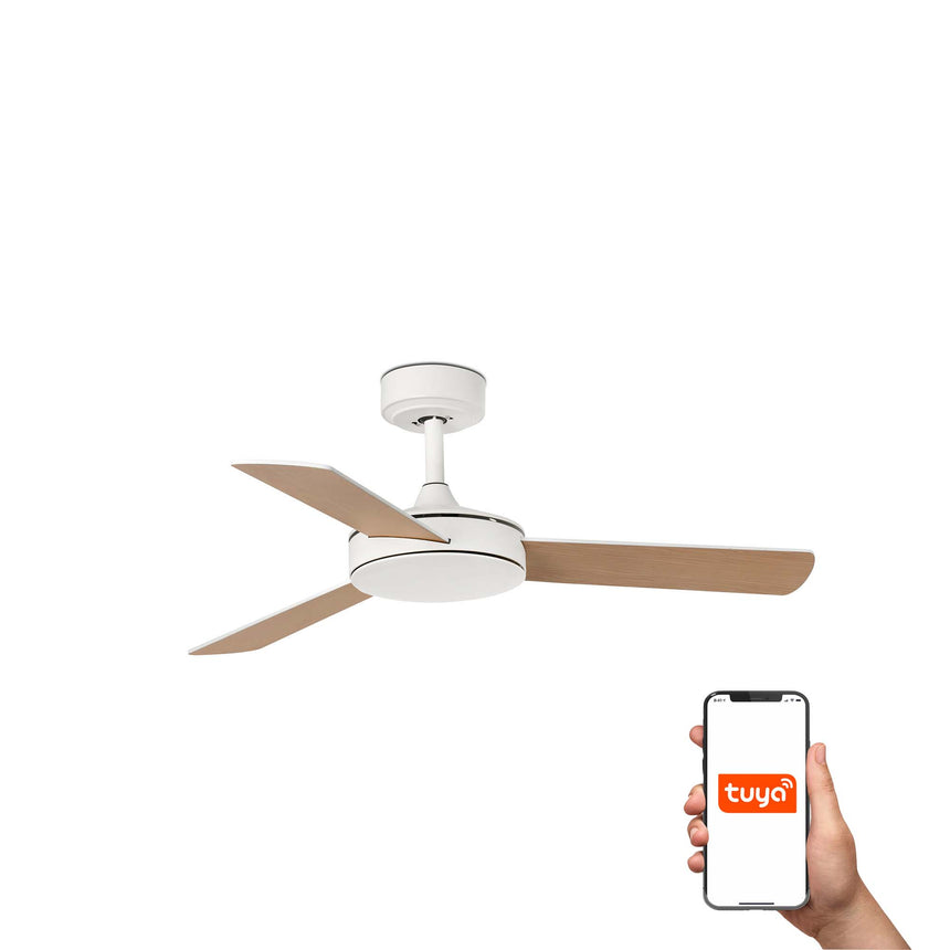 Ventilador de techo Faro Mini Mallorca S blanco mate 3 palas motor DC Ø106cm 33603DCWT