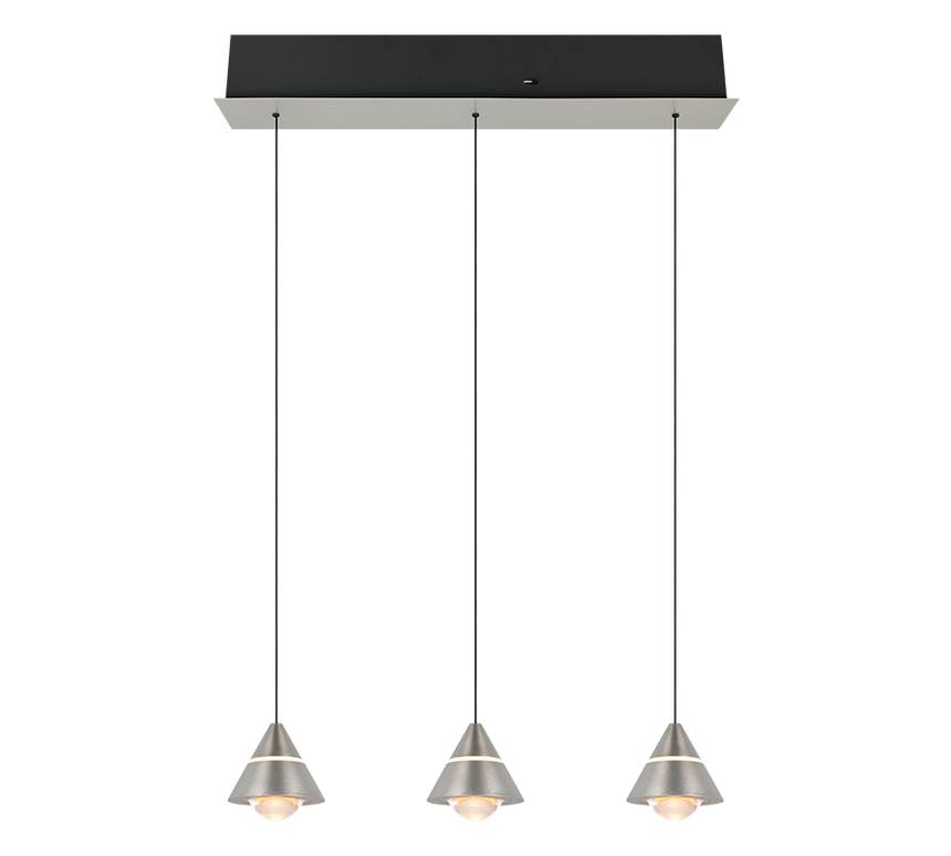 Lámpara de techo colgante Trio Romeo LED níquel mate 200cm 337010307