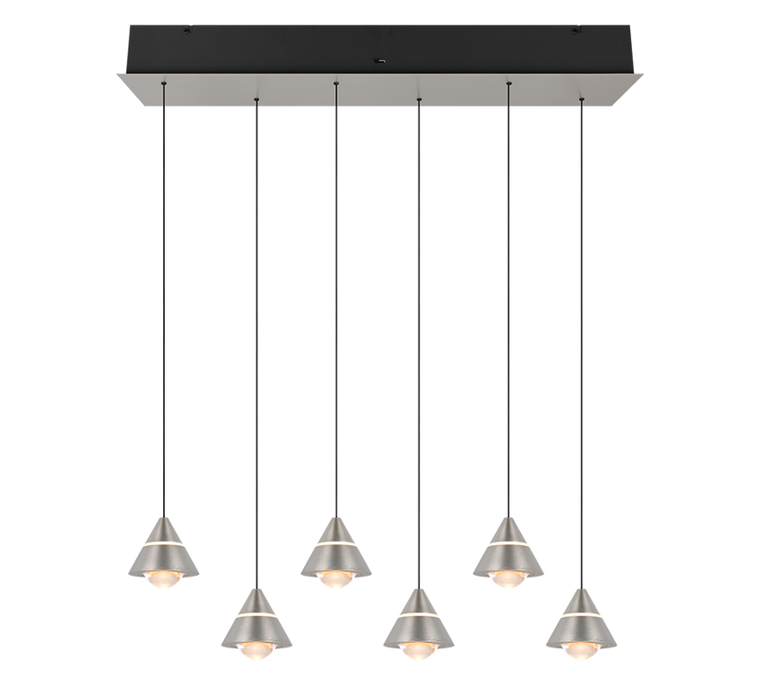 Lámpara de techo colgante Trio Romeo LED níquel mate 200cm 337010607