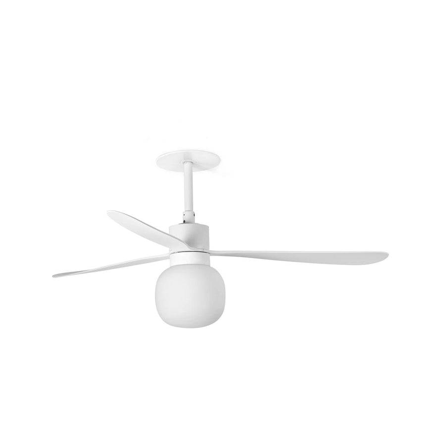 Ventilador de techo con luz Faro Amelia Ball L Recessed LED blanco mate 3 palas motor DC 2700K Ø132cm 33760R2W