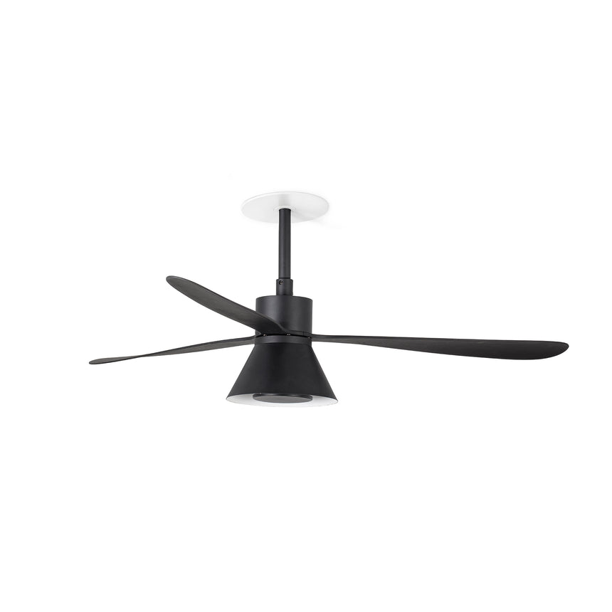 Ventilador de techo con luz Faro Amelia Recessed LED negro mate 3 palas motor DC 2700-5000K Ø132cm 33761R1T