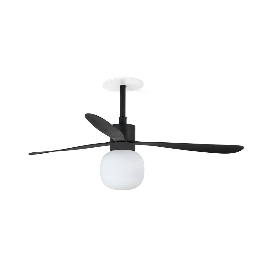 Ventilador de techo con luz Faro Amelia Ball Recessed LED negro mate 3 palas motor DC 2700K Ø132cm 33761R2W