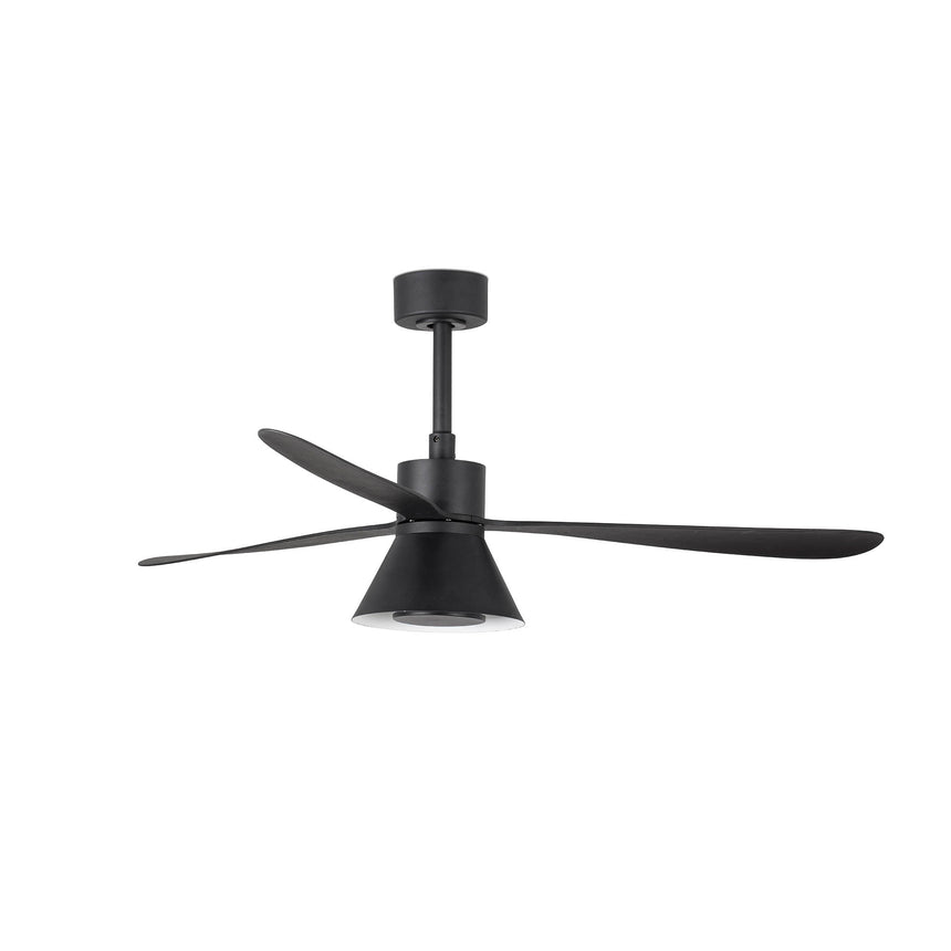 Ventilador de techo con luz Faro Amelia L LED negro mate 3 palas motor DC 2700-5000K Ø132cm 33761WT1T