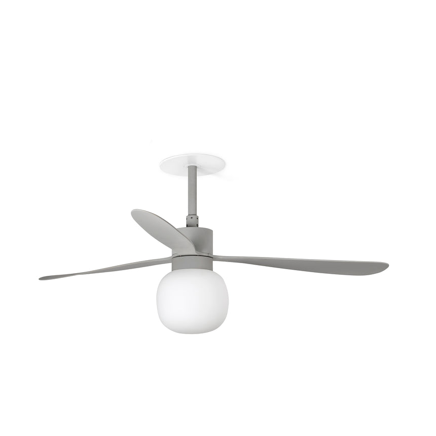 Ventilador de techo con luz Faro Amelia Ball Recessed LED gris mate 3 palas motor DC 2700K Ø132cm 33762R2W