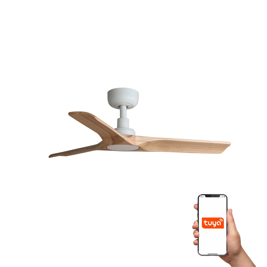 Ventilador de techo sin luz Faro Heywood motor DC palas de madera pino Ø90cm 3 palas 33805WT