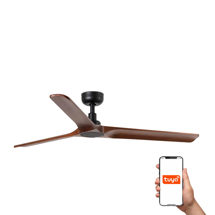 Ventilador de techo Faro Heywood L nogal oscuro 3 palas motor DC Ø132cm 33809WT