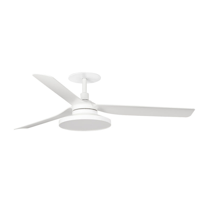 Ventilador de techo con luz Faro Punt Recessed Tak M LED blanco mate 3 palas motor DC 3000K Ø132cm 33814R2N