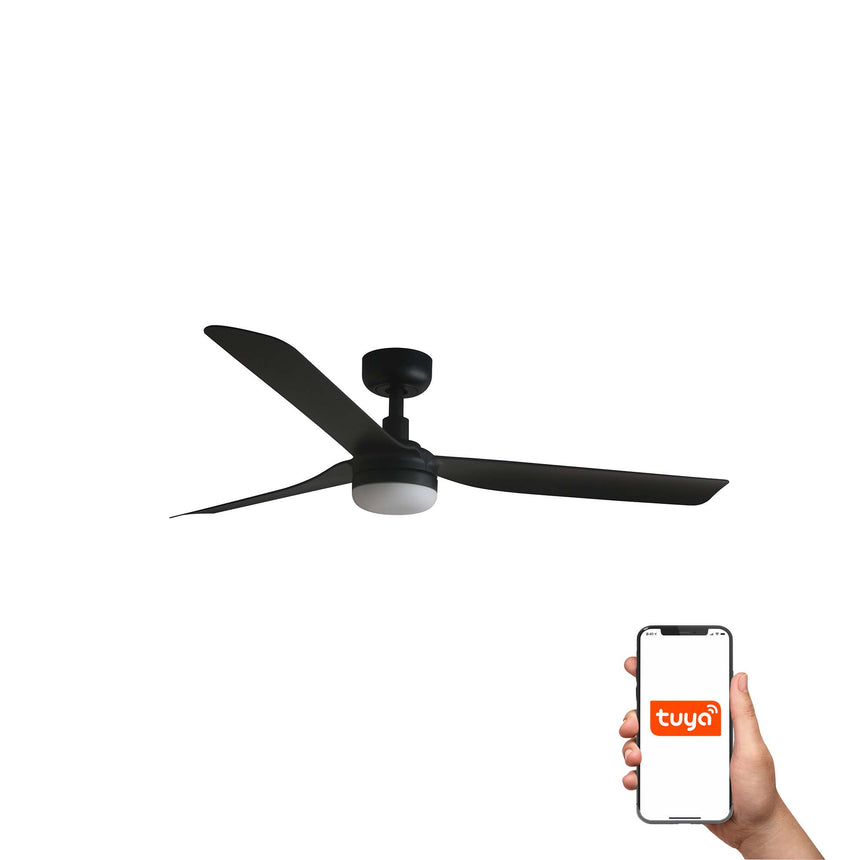 Ventilador de techo con luz Faro Punt M LED negro mate 3 palas motor DC 3000-6500K Ø132cm 33815WT-21