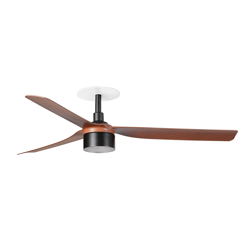 Ventilador de techo con luz Faro Punt Recessed Tek M LED nogal 3 palas motor DC 4000K Ø132cm 33817R3C
