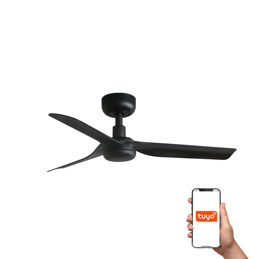 Ventilador de techo Faro Mini Punt S negro mate 3 palas motor DC Ø90cm 33822WT