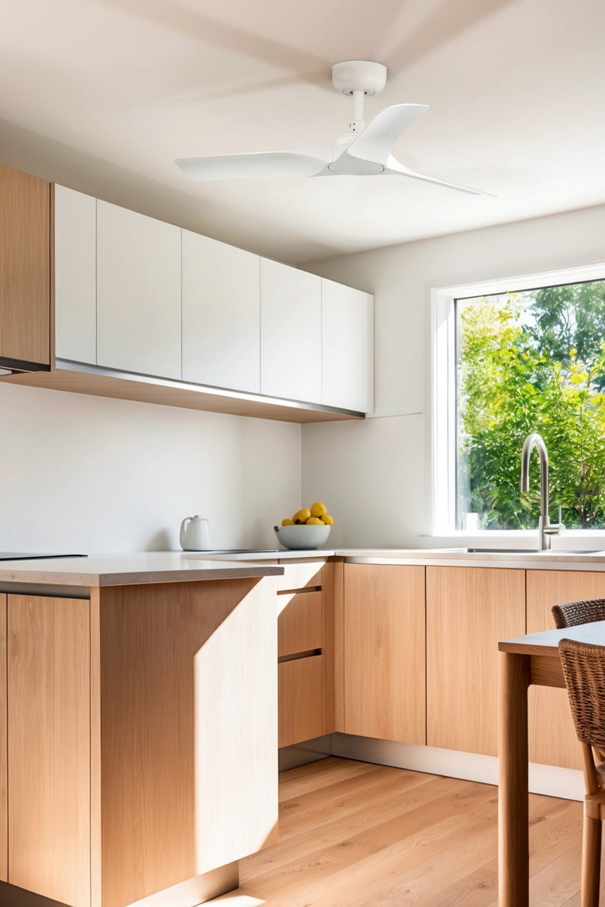 Ventilador de techo sin luz Faro Hey motor DC blanco mate Ø90cm 3 palas 33824WT