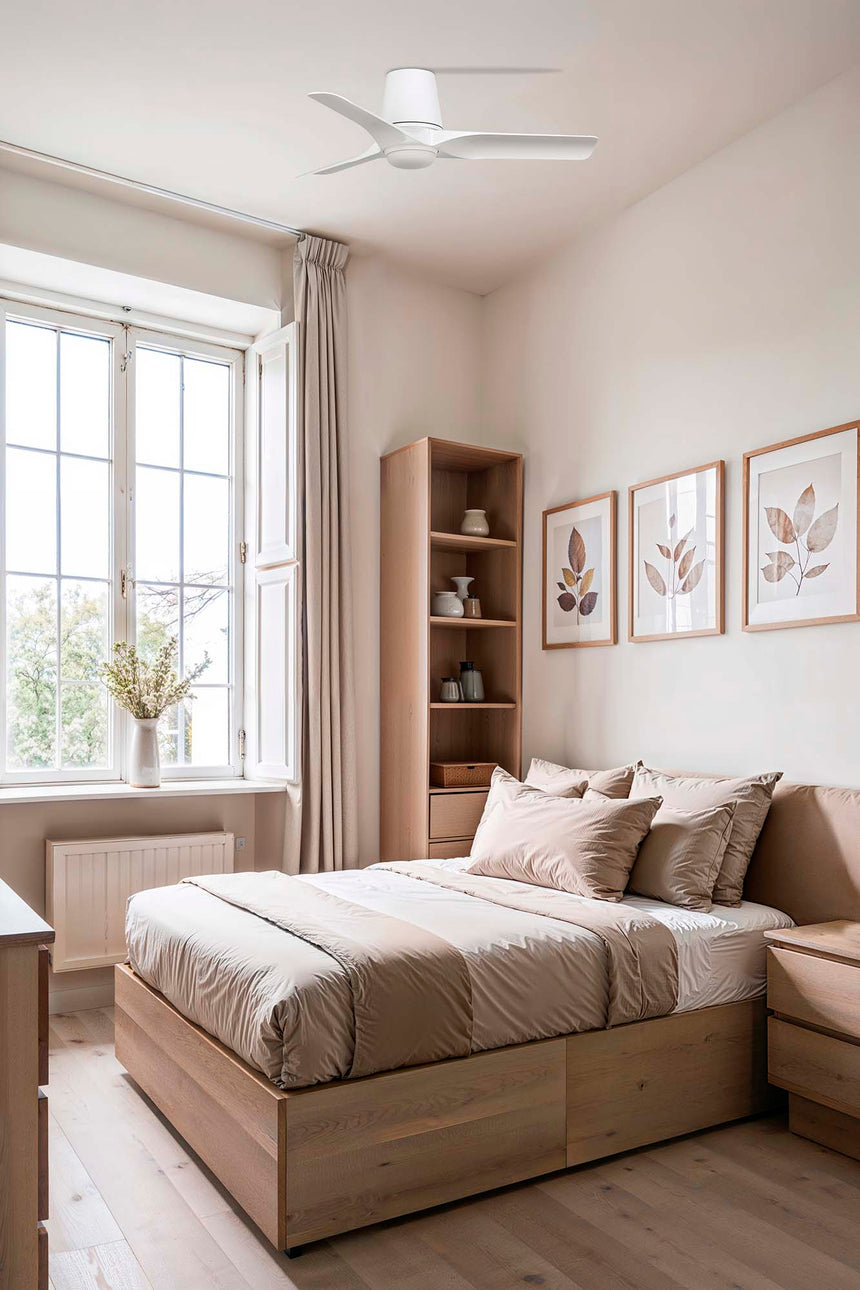 Ventilador de techo con luz Faro Hey motor DC palas de madera LED blanco y madera 2700-6000K CCT 33826WT-1TW