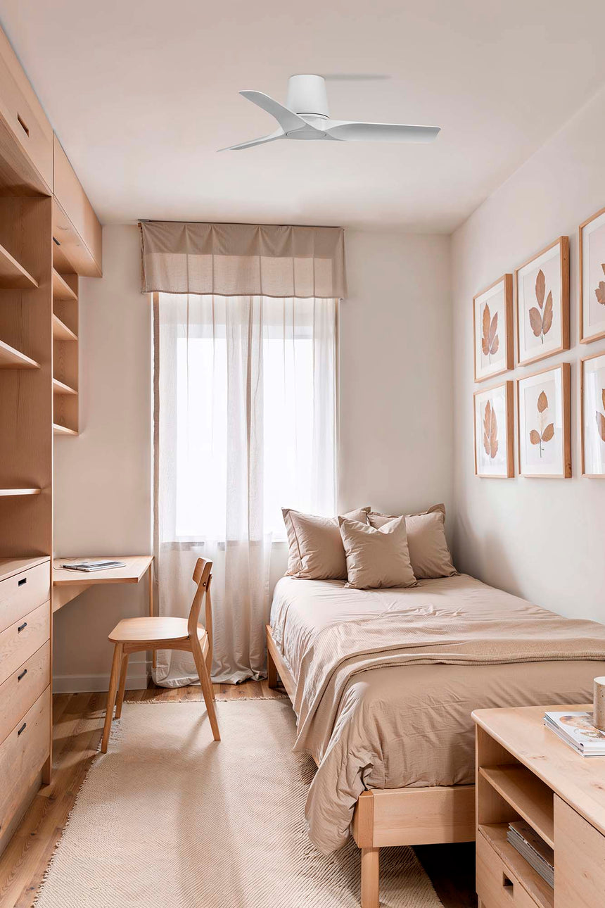 Ventilador de techo sin luz Faro Hey motor DC palas de madera blanco y madera Ø90cm 3 palas 33826WT