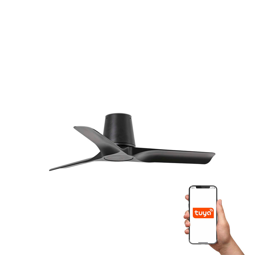 Ventilador de techo sin luz Faro Hey motor DC palas de madera negro y madera Ø90cm 3 palas 33827WT