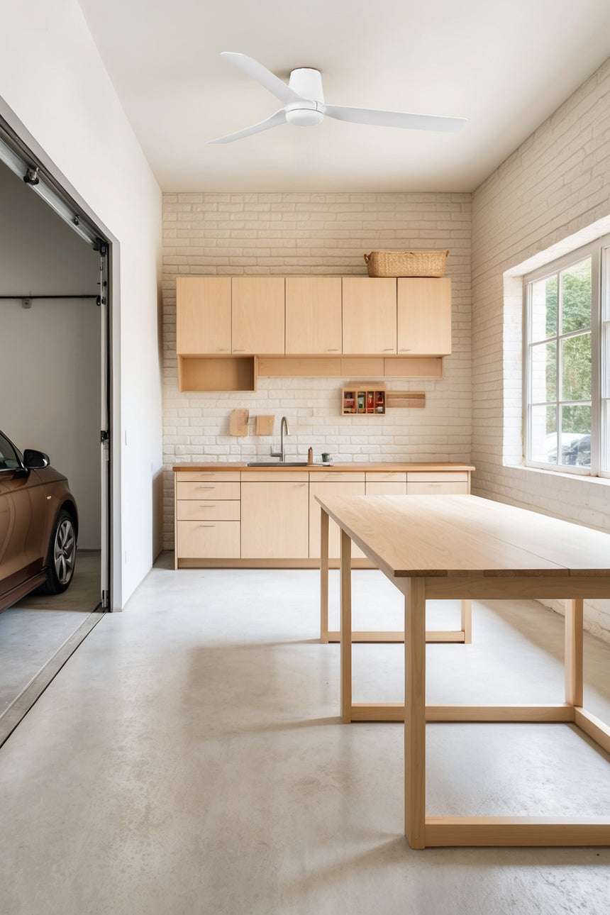 Ventilador de techo sin luz Faro Punt motor DC blanco mate Ø130cm 3 palas 33828