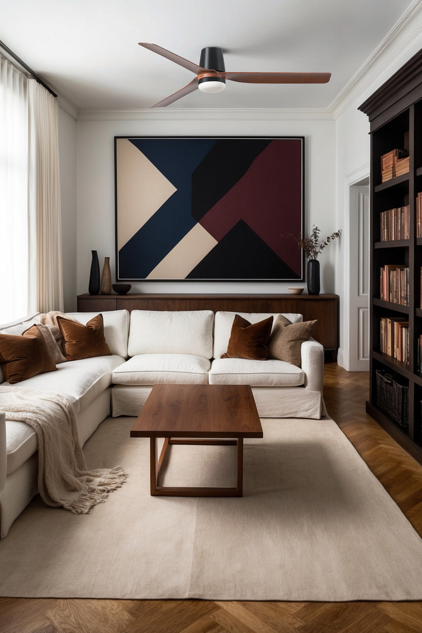 Ventilador de techo con luz Faro Punt motor DC palas de madera LED nogal 3000-6500K CCT Ø132cm 3 33831-1TW