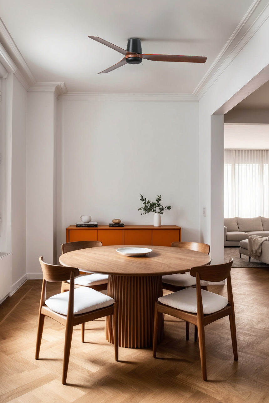 Ventilador de techo sin luz Faro Punt motor DC palas de madera nogal Ø130cm 3 palas 33831