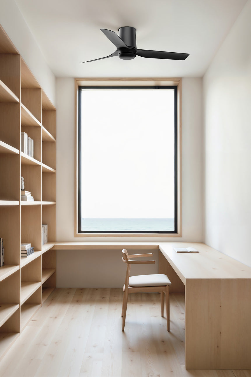 Ventilador de techo sin luz Faro Mini motor DC negro mate Ø90cm 3 palas 33834