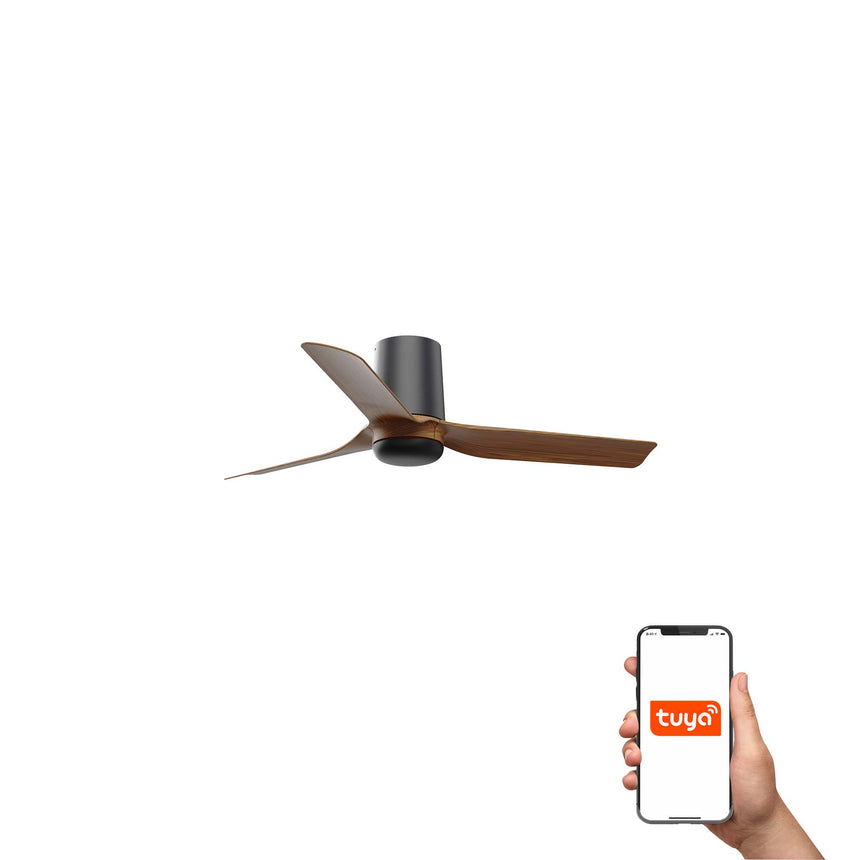 Ventilador de techo Faro Mini Punt Tub S nogal 3 palas motor DC Ø90cm 33835WT