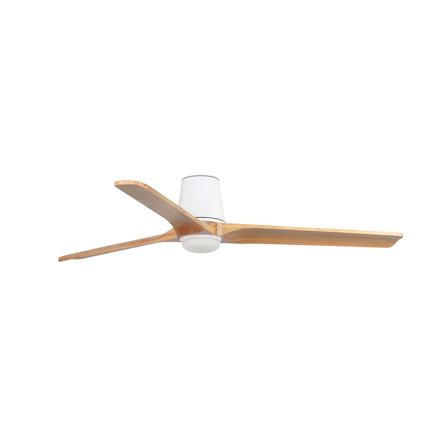 Ventilador de techo con luz Faro Heywood Tub LED L pino 3 palas motor DC 2700-4000K Ø132cm 33838WT1S