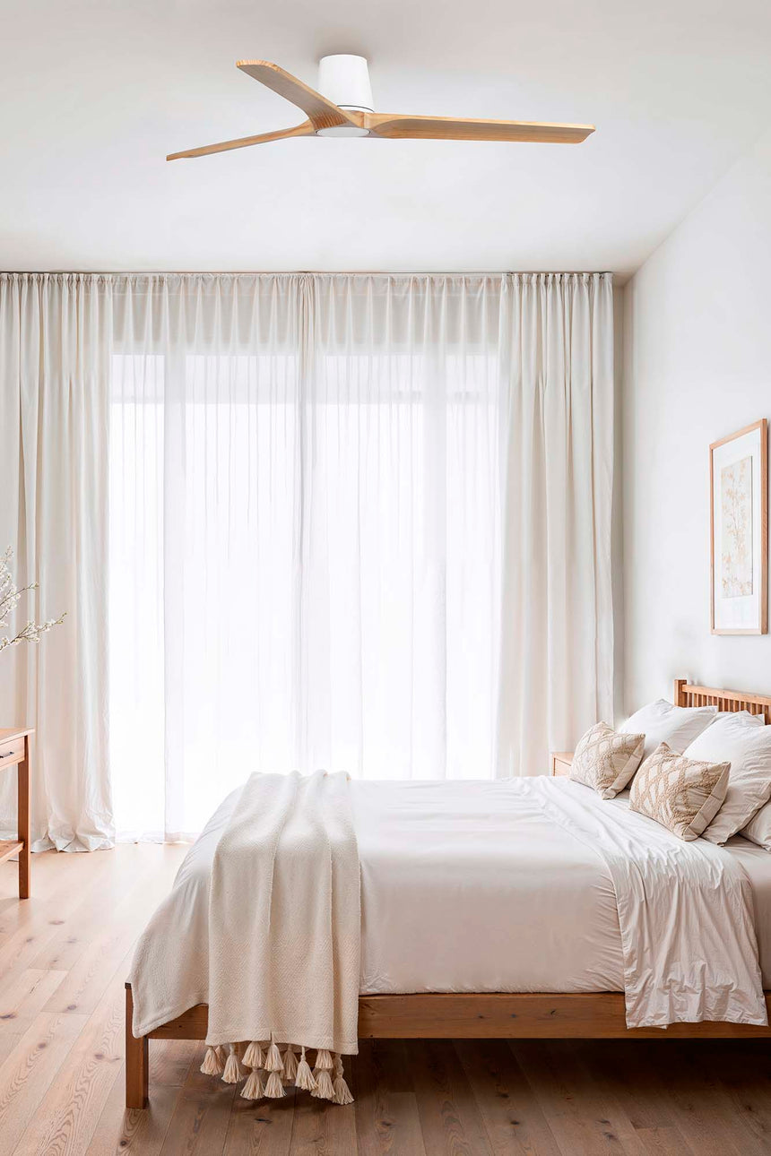 Ventilador de techo sin luz Faro Heywood motor DC palas de madera pino Ø90cm 3 palas 33838