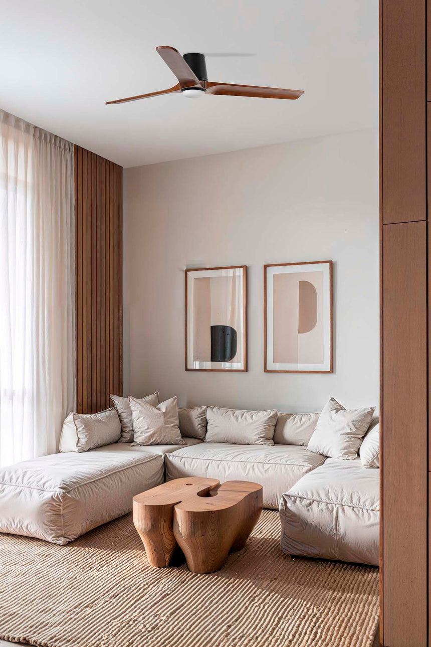 Ventilador de techo con luz Faro Heywood motor DC palas de madera LED nogal oscuro 2700-6000K CCT 33839WT-1TW