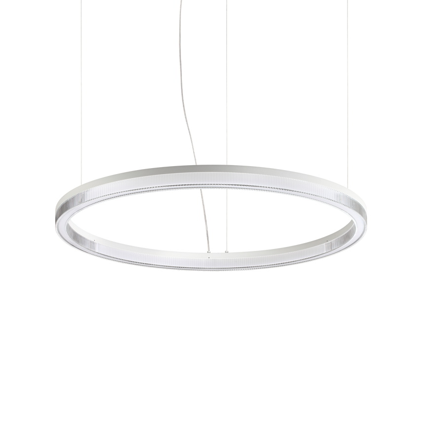 Lámpara colgante Ideal Lux Crown blanco cristal LED 43W Ø80cm 339146