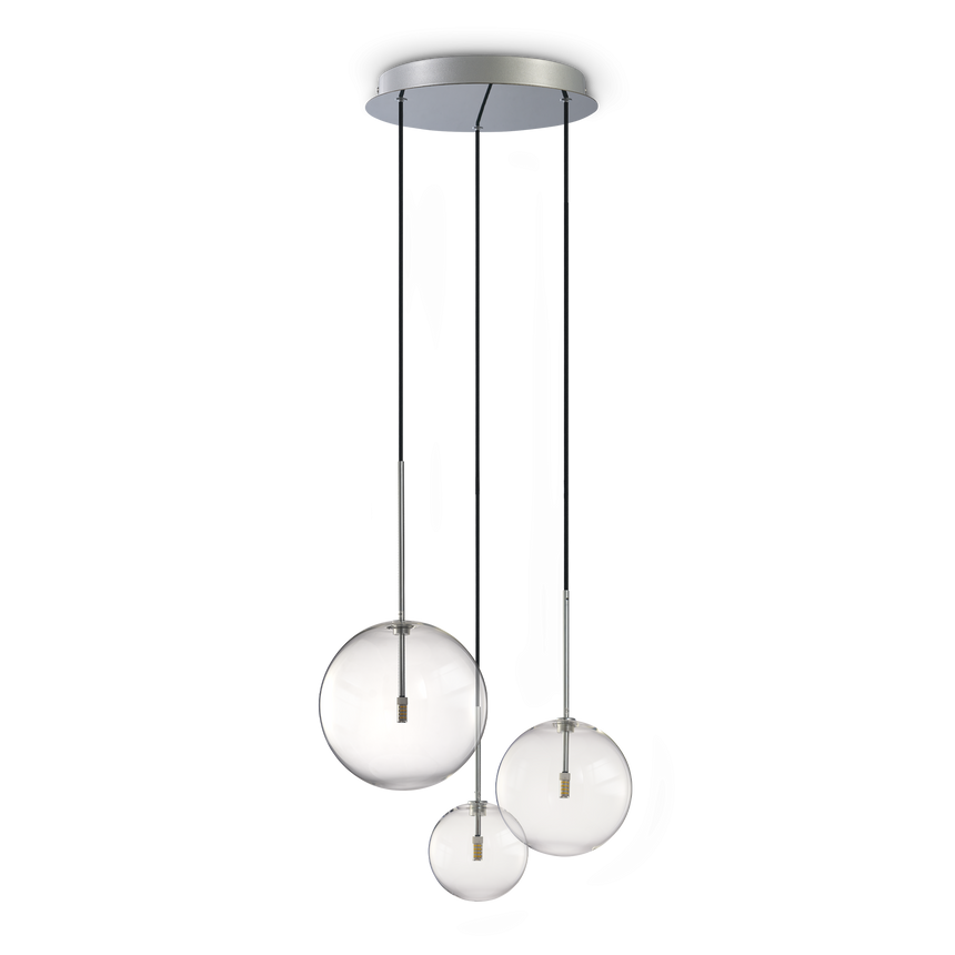 Lámpara colgante Ideal Lux Equinoxe cromo cristal 3 luces 6W Ø42cm 339696
