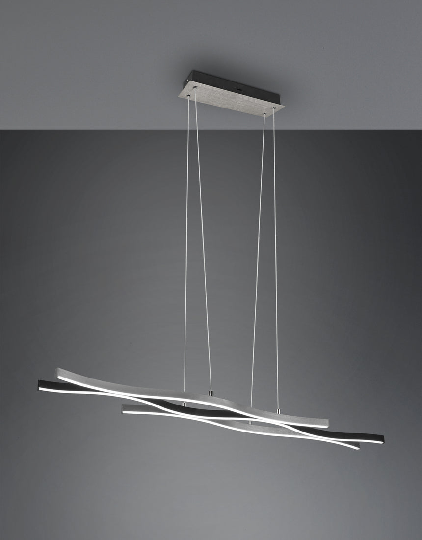Lámpara de techo colgante Trio Blaze LED brushed aluminium 150cm 341210305