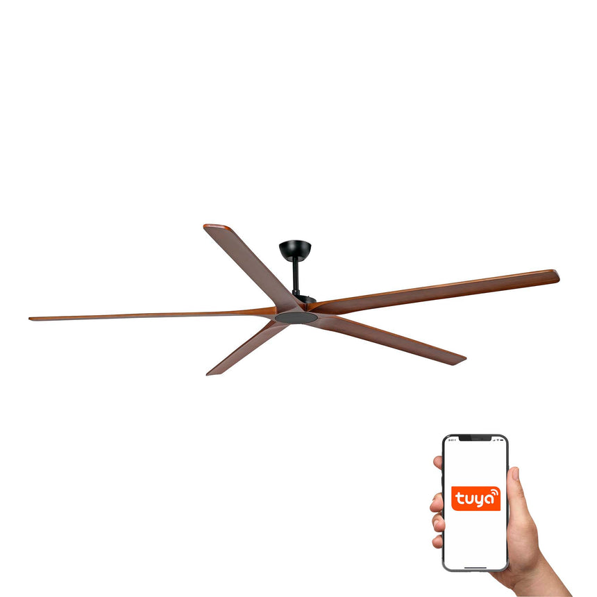Ventilador de techo Faro Bigwood 24 XXL nogal oscuro 5 palas motor DC Ø240cm 34192WT