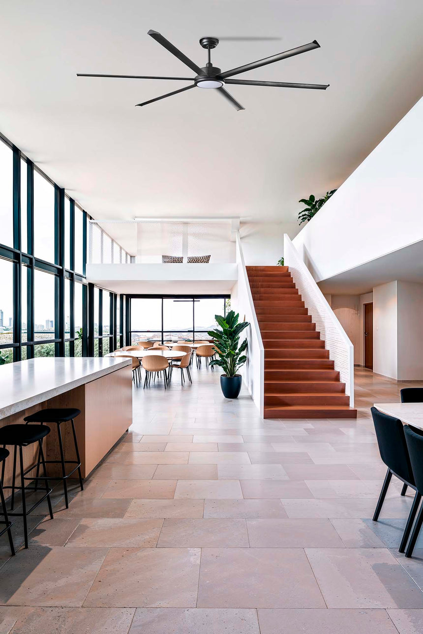 Ventilador de techo con luz Faro Rotterdam motor DC LED negro mate 3000K Ø250cm 6 palas 34207-130