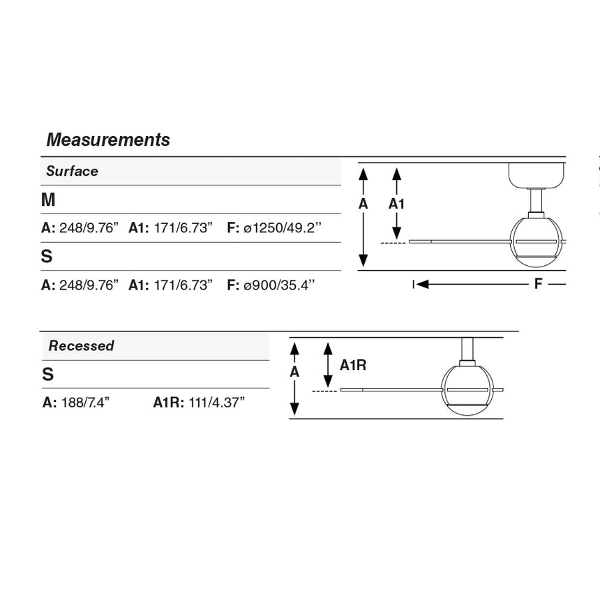 Ventilador de techo sin luz Faro Sfera motor DC negro mate Ø125cm 3 palas 34273