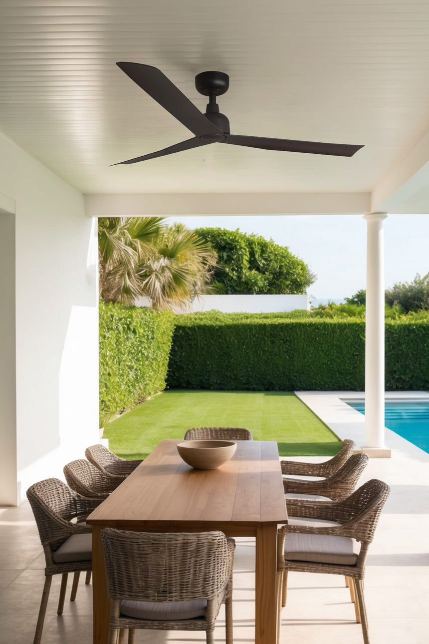 Ventilador de techo sin luz Faro Marine motor DC marrón oscuro IP44 Ø125cm 3 palas 34275