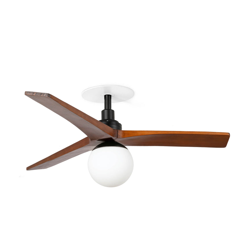 Ventilador de techo con luz Faro Klim Recessed S LED nogal oscuro 3 palas motor DC Ø92cm 34278R1B