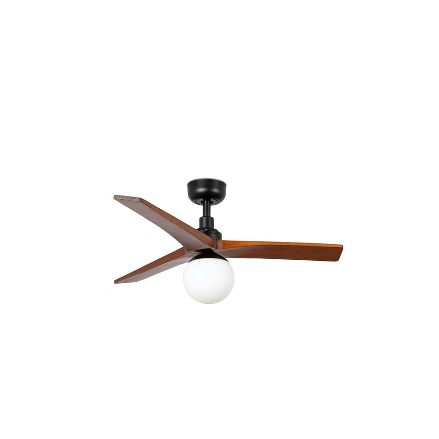 Ventilador de techo con luz Faro Klim S LED nogal oscuro 3 palas motor DC Ø92cm 34278WT1B