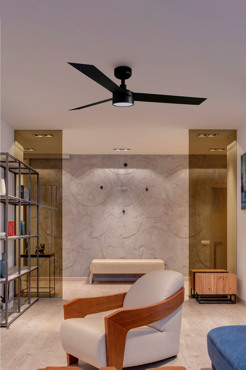 Ventilador de techo con luz Faro Cruiser motor DC LED negro mate 2700-6500K CCT Ø132cm 3 palas 34291-1TW